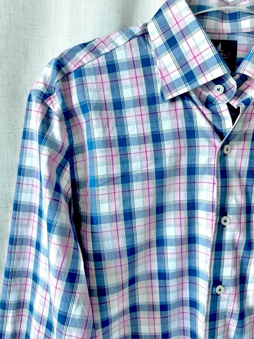 Johnnie-O Top Shelf Granger Button-Down Shirt Pink Blue Plaid Size Small NWT - Picture 4 of 13
